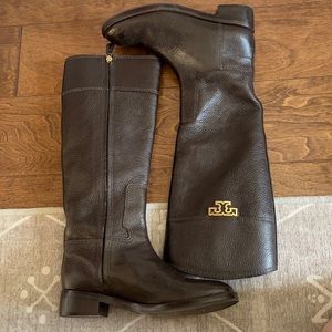 Chocolate brown leather Tory Burch Riding Boots